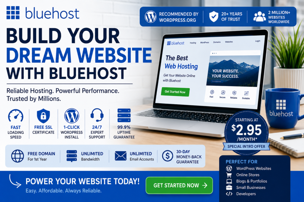 Why Bluehost Is One of the Best Web Hosting Providers for Beginners, Bloggers & Businesses in 2026